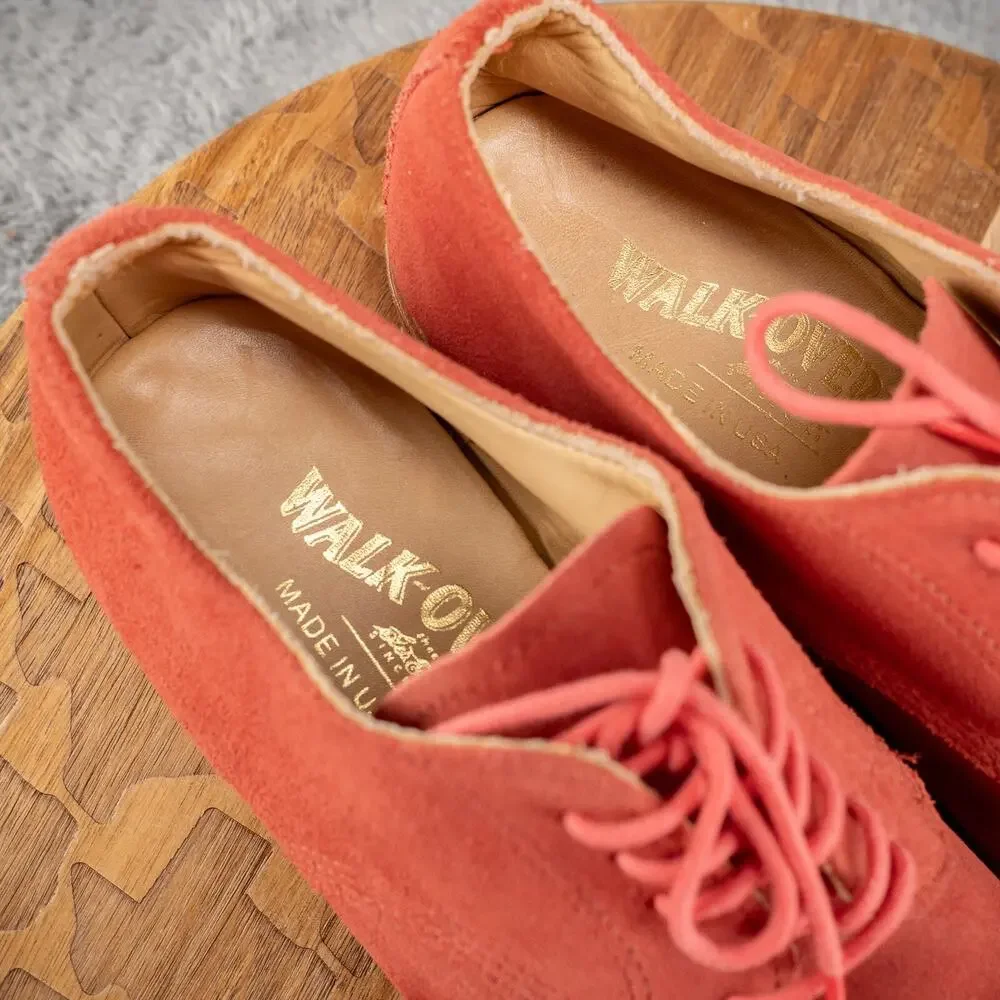 WALK-OVER Men's Derby Oxford Vintage Peach Salmon Suede Shoes Sz 9 M‎